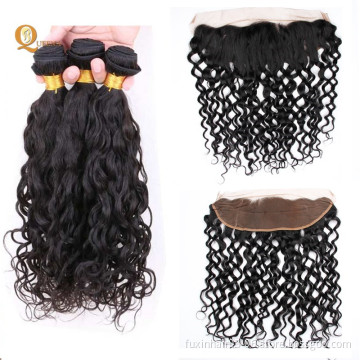 Malaysian Hair Water Wave Weave and Frontal Bundles With Lace Frontals Ear To Ear